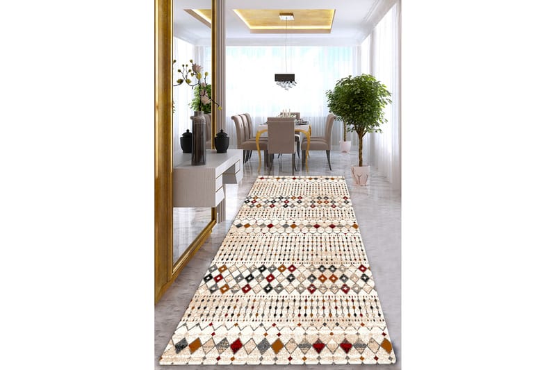 Gångmatta Neelima 80x300 cm Rektangulär - Flerfärgad - Små mattor - Stor matta - Mönstrad matta - Gångmatta