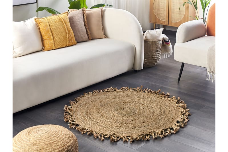 Ryamatta Zonguldak 120 cm Rund - Beige - Ryamatta