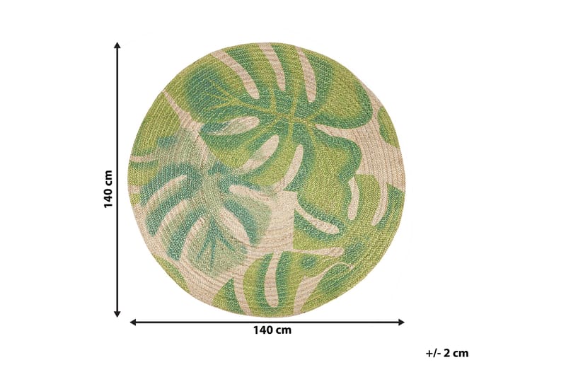 Jutematta Chabannes 140 cm Rund - Beige/Grön - Jutematta & hampamatta - Sisalmatta