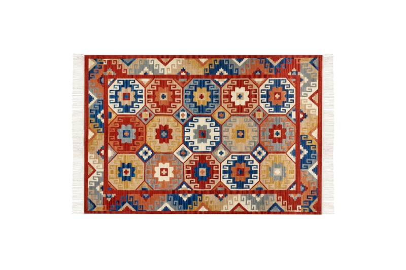 Ullmatta Lusarat 200x300 cm - Röd - Små mattor - Stor matta - Mönstrad matta - Ullmatta