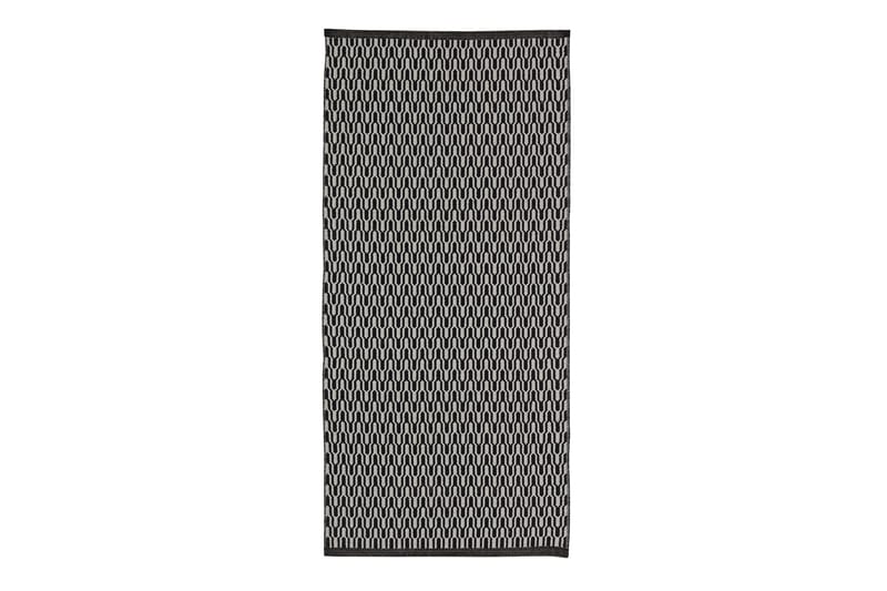 Ullmatta Tjörn 75x350 Svart - Horredsmattan - Små mattor - Stor matta - Mönstrad matta - Ullmatta
