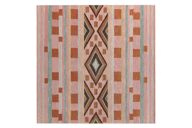 Ullmatta Yomra 200x200 cm Kvadratisk - Brun - Små mattor - Stor matta - Mönstrad matta - Ullmatta