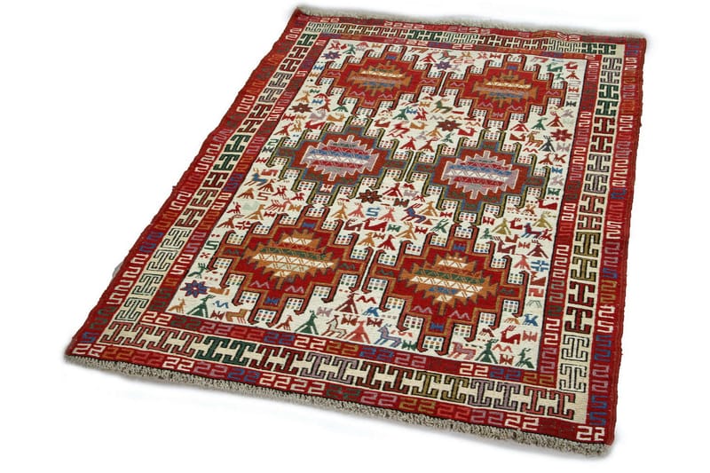 Handknuten Persisk Matta Varni 105x151 cm Kelim - Creme/Röd - Textil & mattor - Matta - Orientalisk matta - Kelimmatta