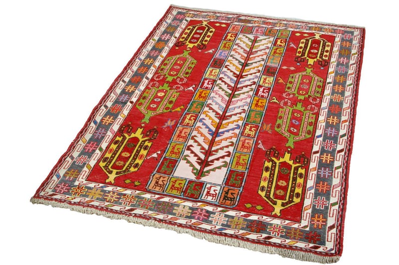 Handknuten Persisk Matta Varni 110x150 cm Kelim - Röd/Mörkblå - Textil & mattor - Matta - Orientalisk matta - Kelimmatta