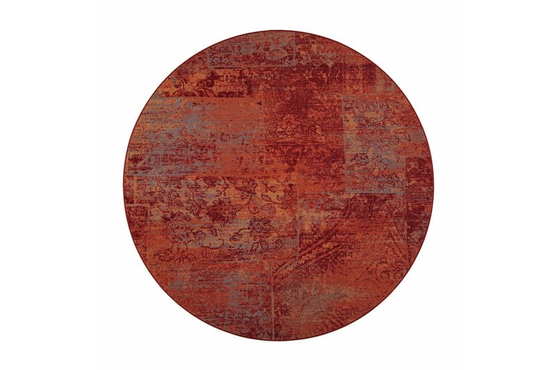Matta Rustiikki Rund 160 cm Röd-orange - Vm Carpet - Små mattor - Stor matta - Mönstrad matta - Gångmatta