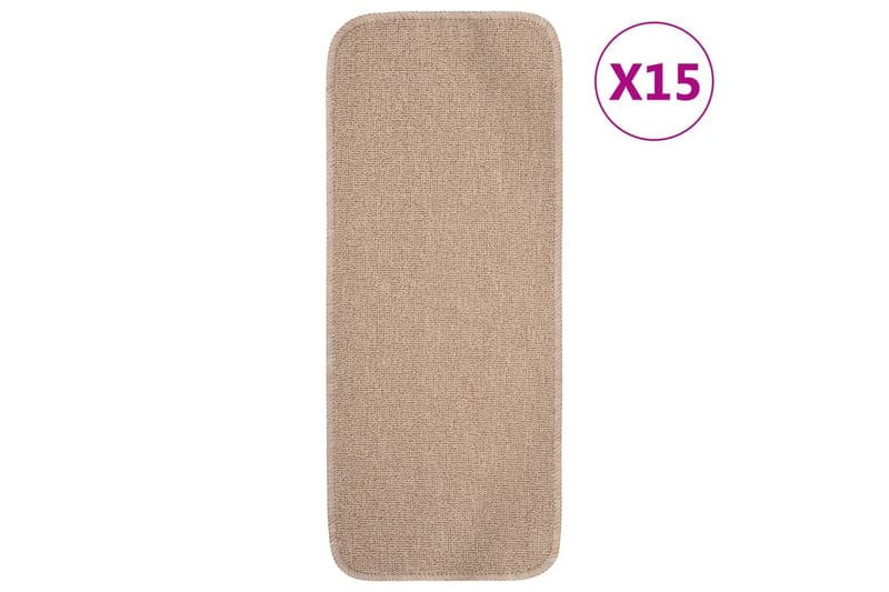 Trappstegmattor 15 st 60x25 cm beige halkfri - Beige - Trappstegsmatta