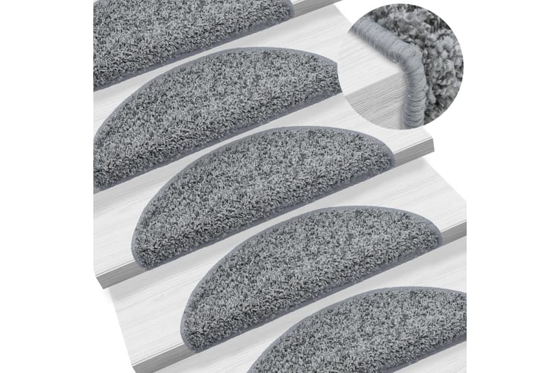 Trappstegsmattor 10 st 65x25 cm grå - Grå - Stor matta - Trappstegsmatta - Små mattor