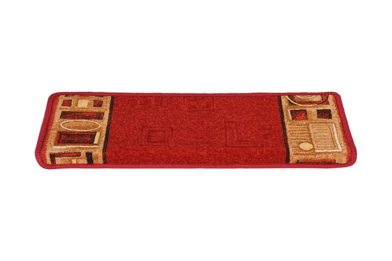 Trappstegsmattor självhäftande 15 st 65x25 cm röd - Röd - Stor matta - Trappstegsmatta - Små mattor