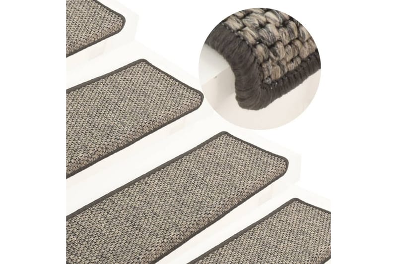 Trappstegsmattor självhäftande sisal 15 st 65x25 cm grå beig - Beige - Stor matta - Trappstegsmatta - Små mattor