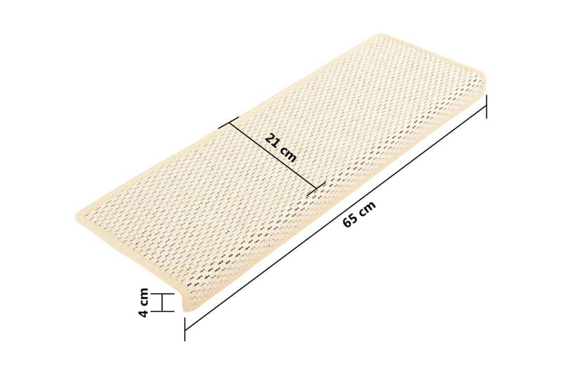 Trappstegsmattor självhäftande sisal 15 st 65x25 cm naturvit - Vit - Textil & mattor - Matta - Specialmatta - Trappstegsmatta