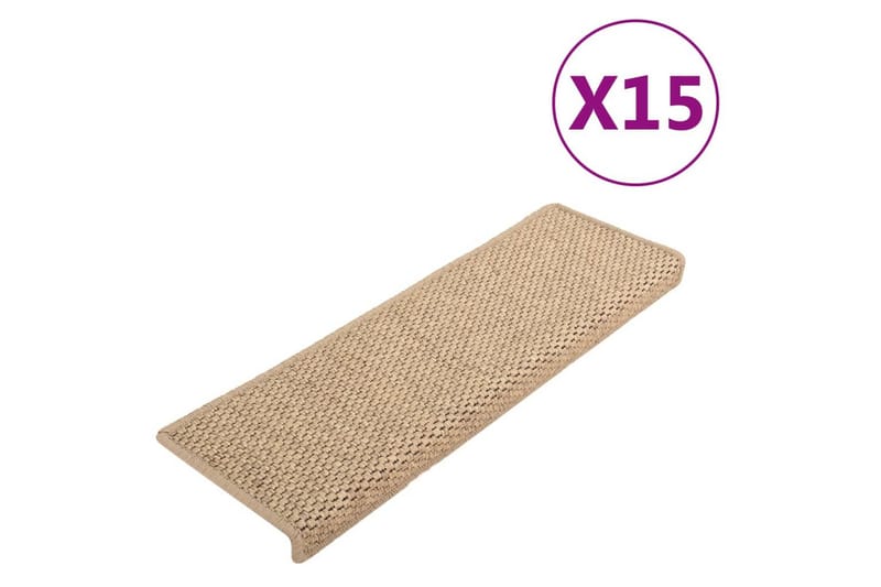 Trappstegsmattor självhäftande sisal 15 st 65x25 cm sand - Beige - Textil & mattor - Matta - Specialmatta - Trappstegsmatta