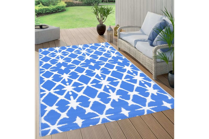 Utomhusmatta blå och vit 190x290 cm PP - Blå - Textil & mattor - Matta - Utomhusmatta - Balkongmatta & altanmatta