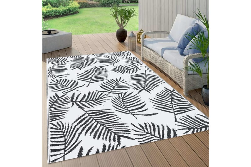 Utomhusmatta vit och svart 190x290 cm PP - Vit - Textil & mattor - Matta - Utomhusmatta