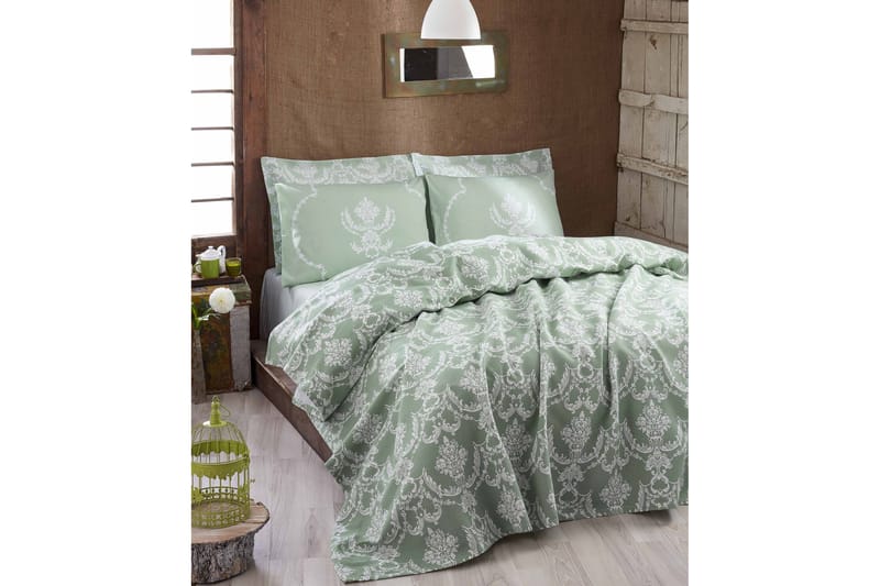 Överkast Eponj Home Enkelt 160x235 cm - Grön/Vit - Sängkläder - Överkast - Överkast dubbelsäng
