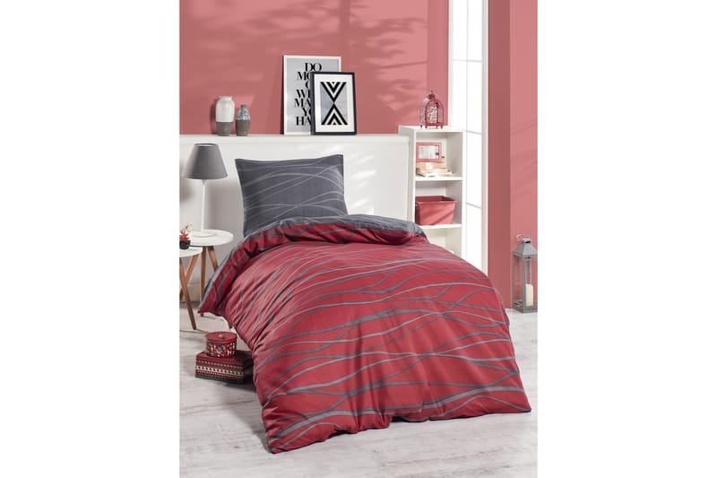Bäddset EnLora Home Enkelt 2-dels - Röd|Grå - Bäddset & påslakanset - Sängkläder - Påslakanset enkelsäng - Påslakanset dubbelsäng
