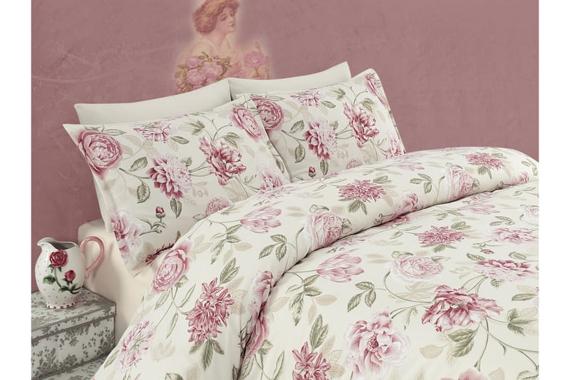 Bäddset Eponj Home Dubbelt 4-dels - Rosa|Creme|Grön - Textil & mattor - Sängkläder - Bäddset & påslakanset