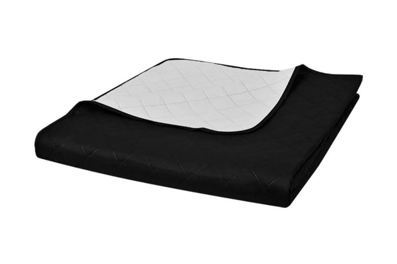 Dubbelsidigt vadderat överkast svart/vit 170x210 cm - Svart/Vit - Sängkläder - Överkast - Överkast enkelsäng