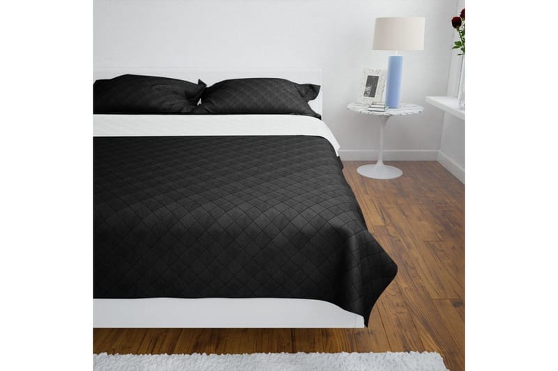 Dubbelsidigt vadderat överkast svart/vit 170x210 cm - Svart/Vit - Textil & mattor - Sängkläder