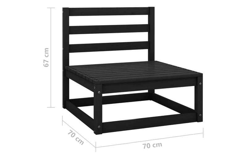 Mittensoffa Utomhus svart massiv furu - Svart - Utemöbler & utemiljö - Övrigt utemöbler - Moduler utesoffa - Mittmodul utesoffa