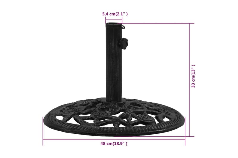 Parasollfot svart 48x48x33 cm gjutjärn - Svart - Utemöbler & utemiljö - Övrigt utemöbler - Tillbehör utemöbler - Parasollfot