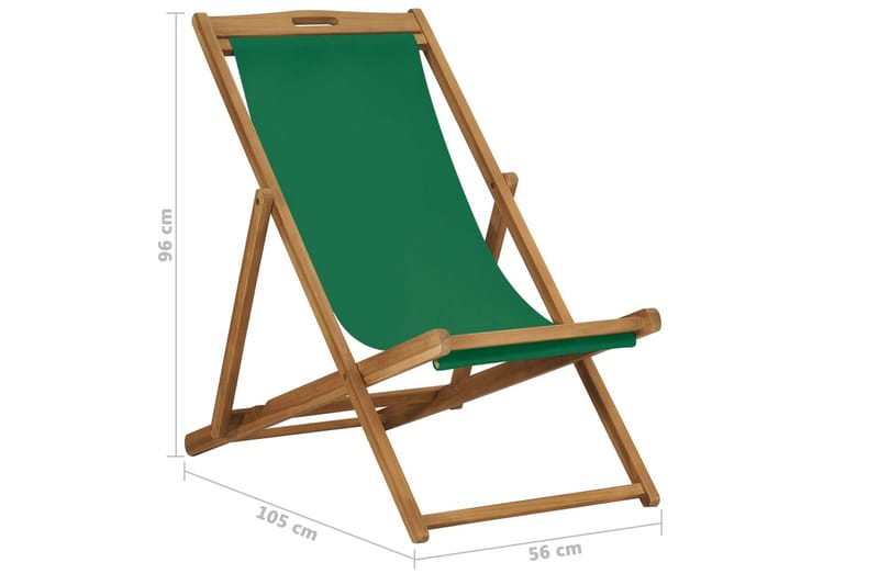 Hopfällbar strandstol massiv teak grön - Grön - Utemöbler & utemiljö - Balkong & altan - Balkongmöbler - Balkongstol