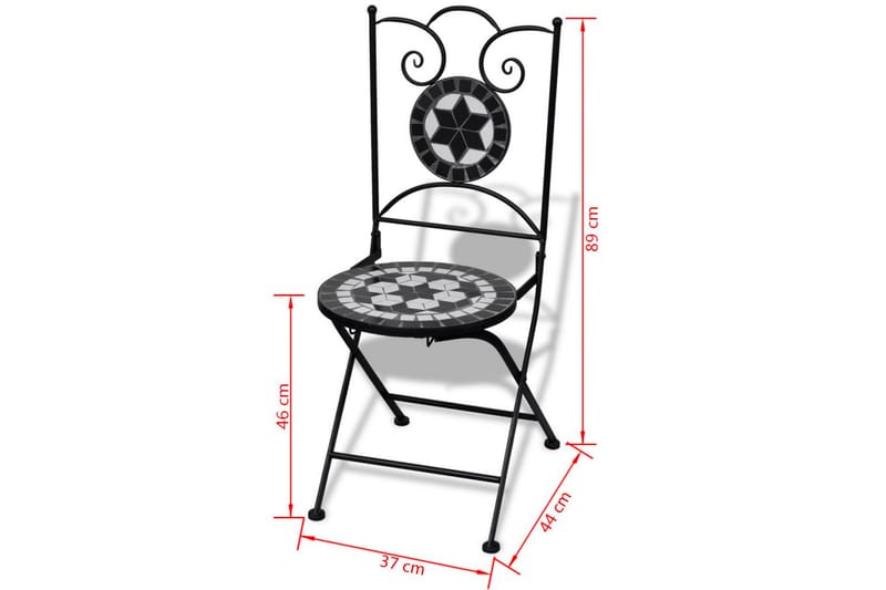 Hopfällbara caféstolar 2 st keramik svart och vit - Flerfärgad - Utemöbler & utemiljö - Balkong & altan - Balkongmöbler - Balkongstol
