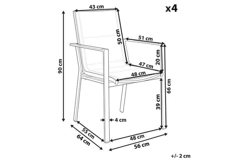 Karmstol Zama 4 st - Svart/Grå - Utemöbler & utemiljö - Balkong & altan - Balkongmöbler - Balkongstol