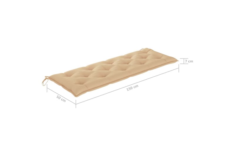 Bänkdyna för trädgården beige 150x50x7 cm tyg - Beige - Utemöbler & utemiljö - Dynor - Soffdyna & bänkdyna utemöbler