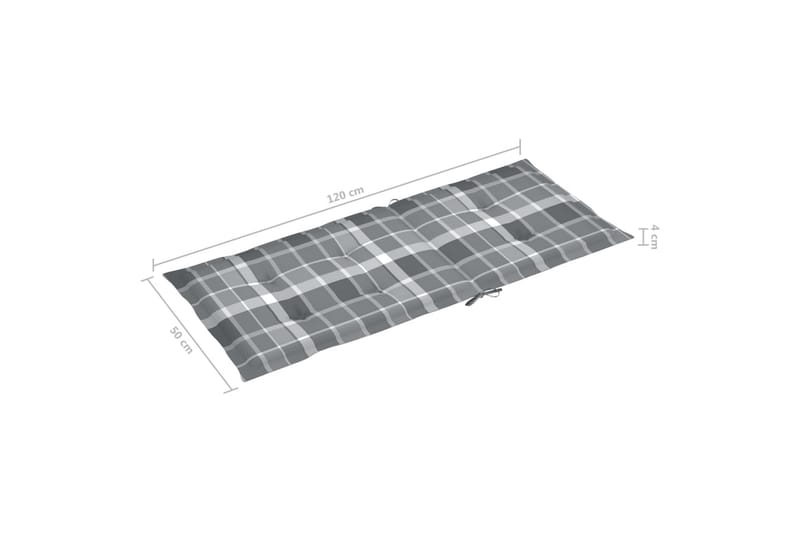 Dynor för trädgårdsstolar 4 st grått rutmönster 120x50x4 cm - Flerfärgad - Utemöbler & utemiljö - Dynor - Sittdyna & ryggdyna utemöbler