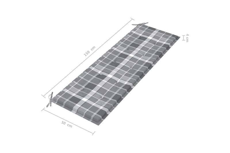 Dyna för trädgårdsbänk grått rutmönster 150x50x4 cm tyg - Flerfärgad - Utemöbler & utemiljö - Dynor - Soffdyna & bänkdyna utemöbler