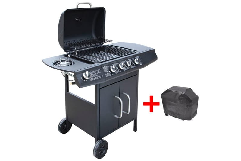 Gasolgrill 4+1 kokzoner svart - Svart - Utemöbler & utemiljö - Grill & utekök - Gasolgrillar