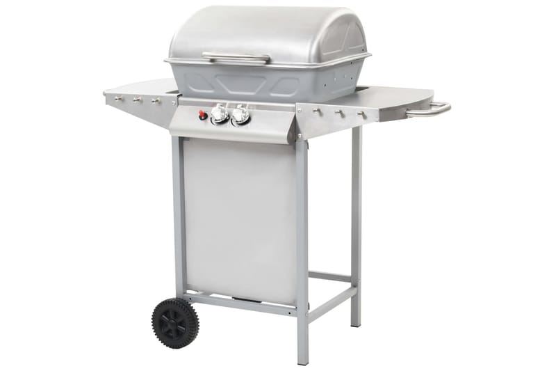 Gasolgrill med 2 grillzoner rostfritt stål silver - Silver - Utemöbler & utemiljö - Grill & utekök - Gasolgrillar