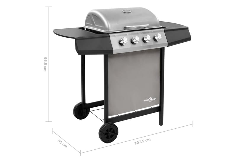 Gasolgrill med 4 brännare svart och silver - Silver - Utemöbler & utemiljö - Grill & utekök - Gasolgrillar