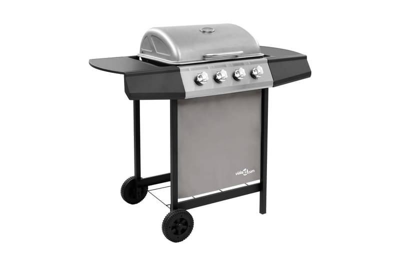 Gasolgrill med 4 brännare svart och silver - Silver - Utemöbler & utemiljö - Grill & utekök - Gasolgrillar