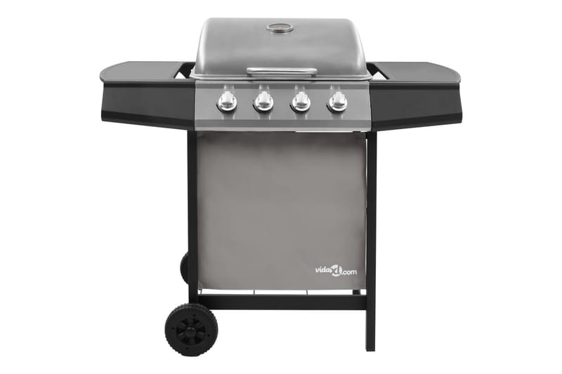 Gasolgrill med 4 brännare svart och silver - Silver - Utemöbler & utemiljö - Grill & utekök - Gasolgrillar