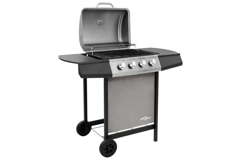 Gasolgrill med 4 brännare svart och silver - Silver - Utemöbler & utemiljö - Grill & utekök - Gasolgrillar