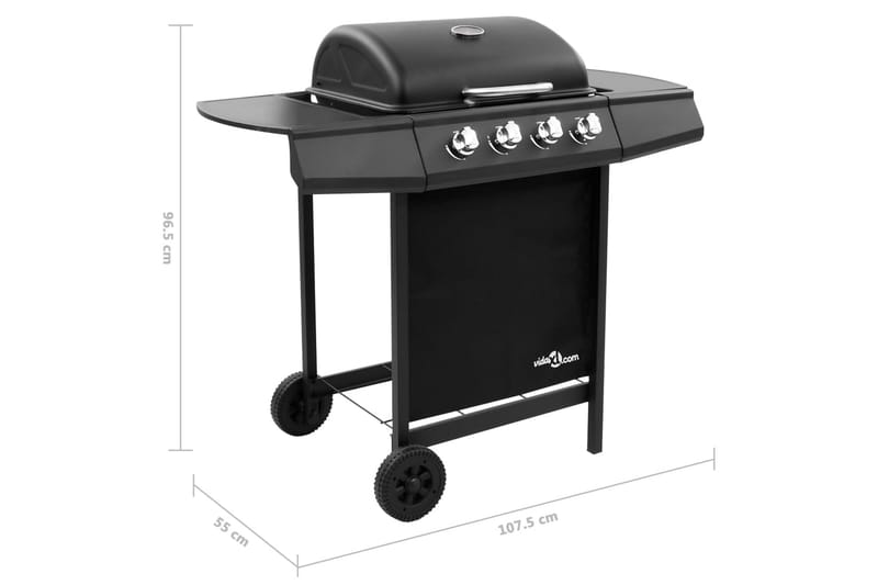 Gasolgrill med 4 brännare svart - Svart - Utemöbler & utemiljö - Grill & utekök - Gasolgrillar