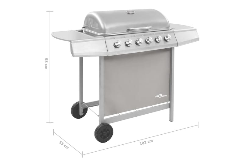 Gasolgrill med 6 brännare silver - Silver - Utemöbler & utemiljö - Grill & utekök - Gasolgrillar