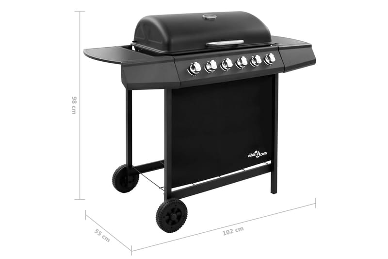 Gasolgrill med 6 brännare svart - Svart - Utemöbler & utemiljö - Grill & utekök - Gasolgrillar