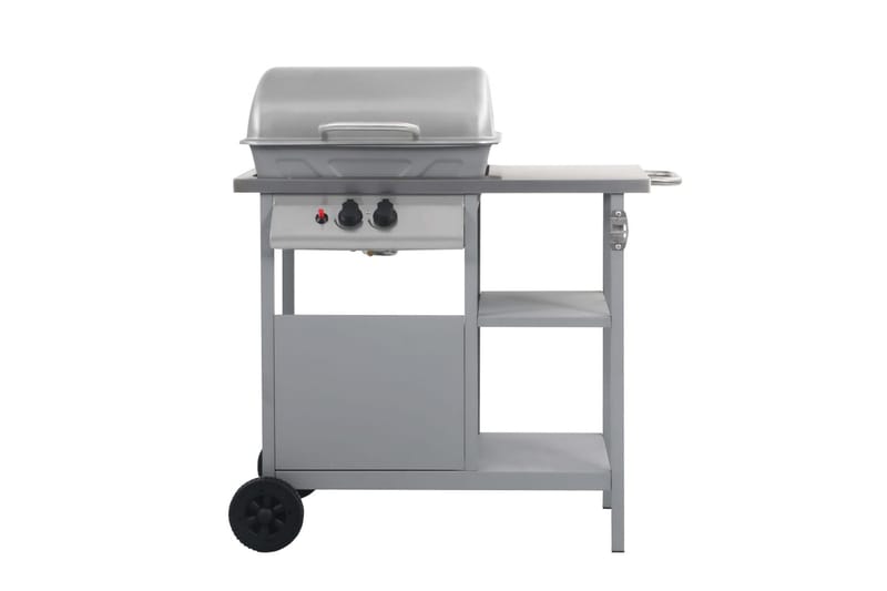 Gasolgrill med sidobord i 3 nivåer silver - Silver - Utemöbler & utemiljö - Grill & utekök - Gasolgrillar