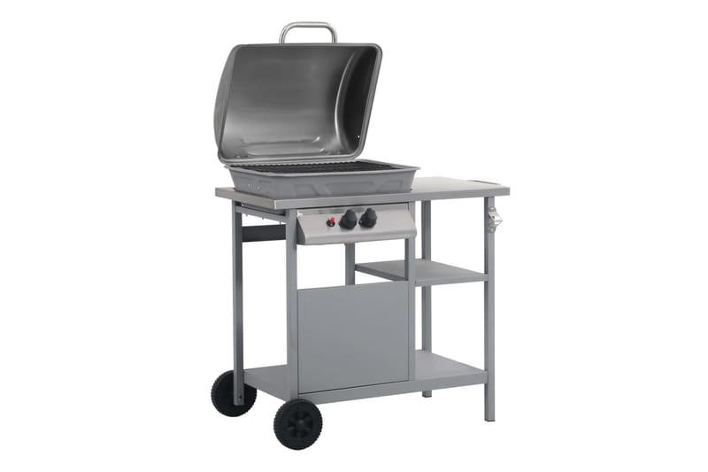 Gasolgrill med sidobord i 3 nivåer silver - Silver - Utemöbler & utemiljö - Grill & utekök - Gasolgrillar