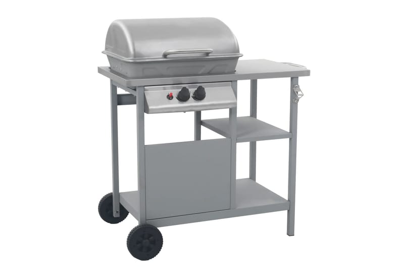 Gasolgrill med sidobord i 3 nivåer silver - Silver - Utemöbler & utemiljö - Grill & utekök - Gasolgrillar