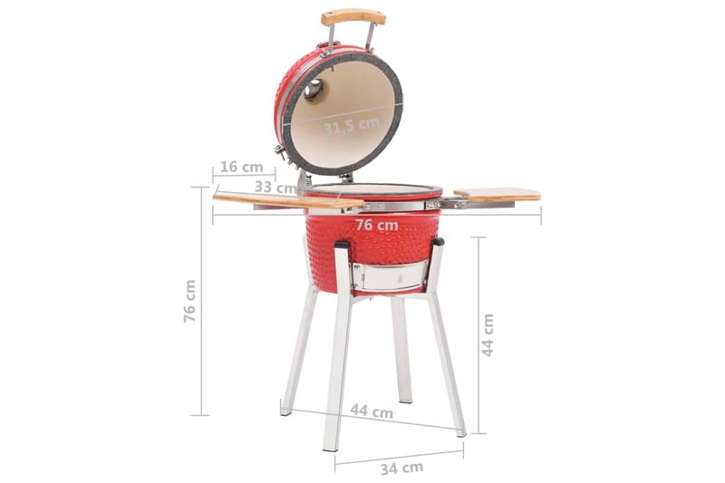 Kamado Rökgrill keramik 76 cm - Röd - Utemöbler & utemiljö - Grill & utekök - Grilltillbehör