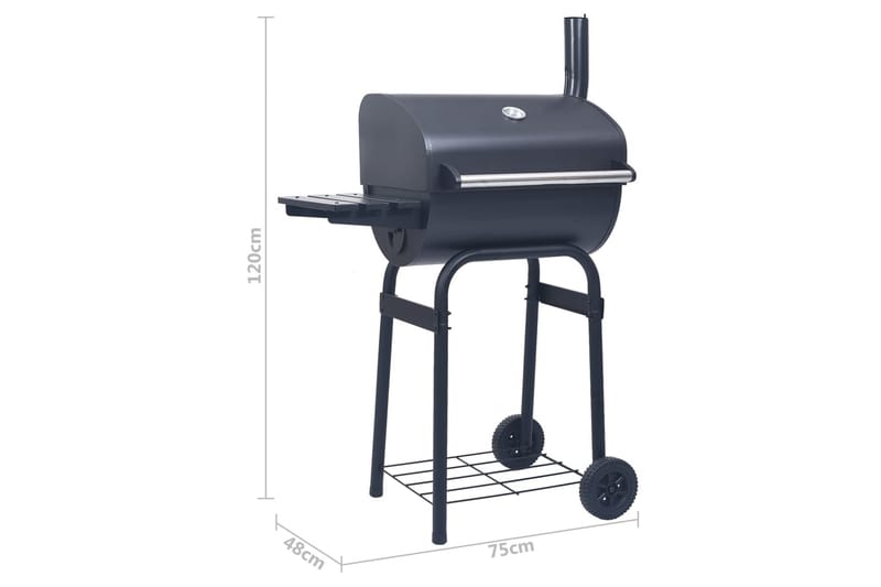 Kolgrill/rökargrill med nedre hylla svart - Svart - Utemöbler & utemiljö - Grill & utekök - Kolgrillar