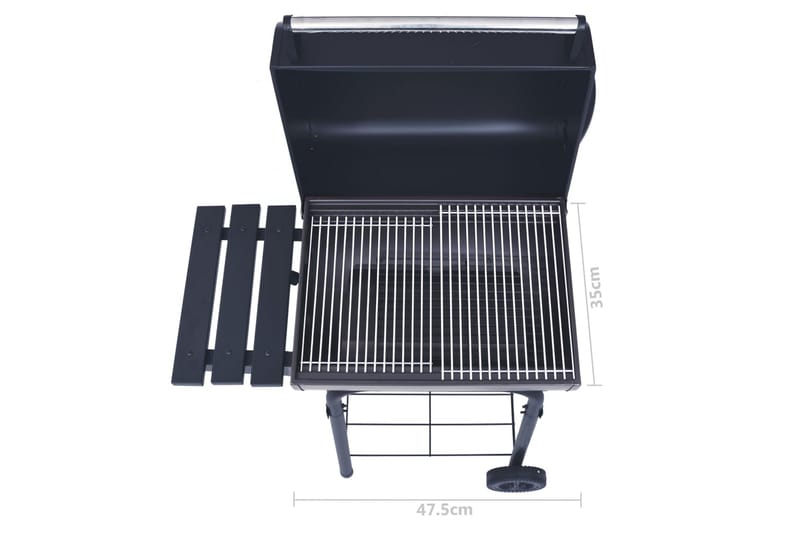 Kolgrill/rökargrill med nedre hylla svart - Svart - Utemöbler & utemiljö - Grill & utekök - Kolgrillar