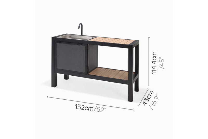 Utekök Panama utan grill 132x48 cm Svart - Lifestyle Garden - Utemöbler & utemiljö - Grill & utekök - Utekök - Kompletta utekök