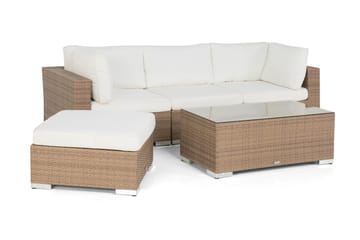 Bahamas Loungegrupp utomhus - Soffgrupp till trädgård & altan 4-sits - Loungeset konstrotting utemöbler - Beige / Vita dynor - Utemöbler & utemiljö - Loungemöbler - Loungeset & loungegrupp