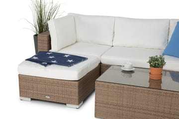 Bahamas Loungegrupp utomhus - Soffgrupp till trädgård & altan 4-sits - Loungeset konstrotting utemöbler - Beige / Vita dynor - Utemöbler & utemiljö - Loungemöbler - Loungeset & loungegrupp