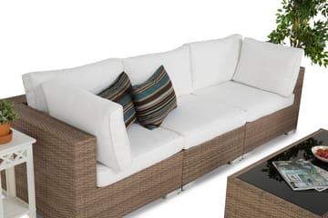 Bahamas Loungegrupp utomhus - Soffgrupp till uteplats 4-sits - Loungeset konstrotting - Beige / Vita dynor - Utemöbler & utemiljö - Loungemöbler - Loungeset & loungegrupp