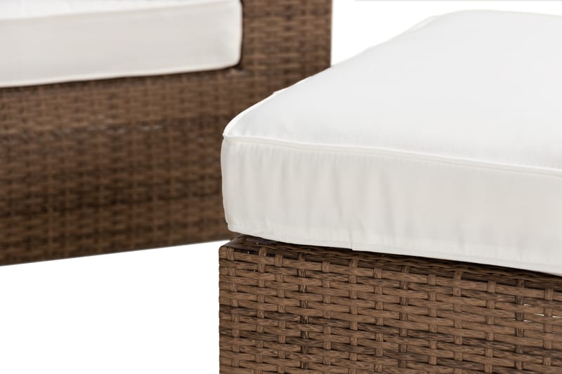 Bahamas Stor Loungegrupp Utomhus - 6-sits Konstrotting Utemöbler Loungeset för Uteplats och Trädgård - Beige / Vita dynor / Plast - Utemöbler & utemiljö - Loungemöbler - Loungeset & loungegrupp